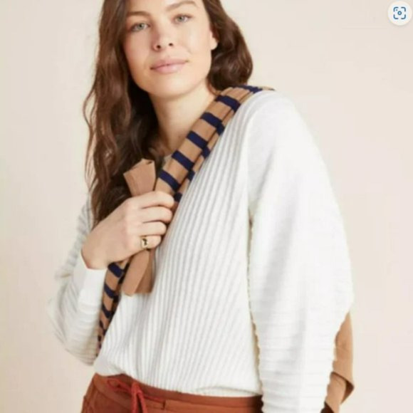 Anthropologie Sweaters - Anthropologie Ivory Karla Boat Neck Alpaca‎ Blend Pullover Sweater Size XS
